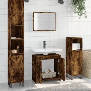 Set de muebles baño 2 pzas madera contrachapada roble ahumado D