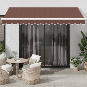 Toldo retráctil automático con luces LED marrón 350x250 cm D