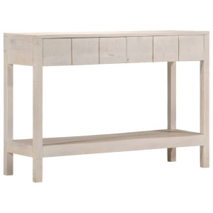 Mesa consola madera maciza de mango blanco 110x35x75 cm D