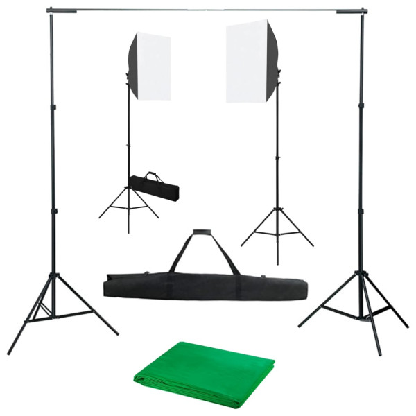 Kit de estúdio de fotografia com luzes softbox e fundo D