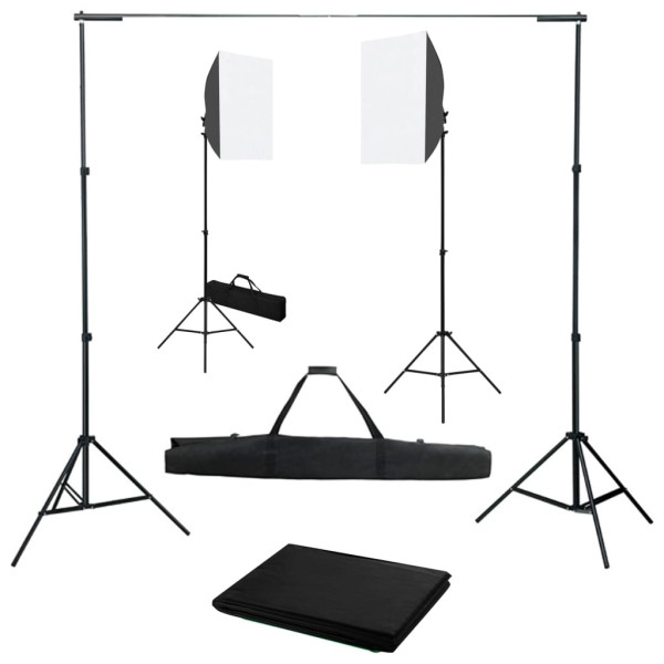 Kit de estúdio de fotografia com luzes softbox e fundo D