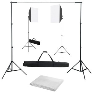 Kit de estúdio de fotografia com luzes softbox e fundo D