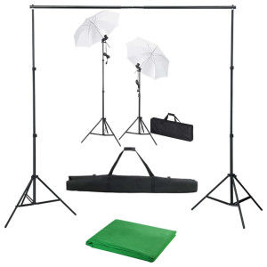 Kit estudio fotográfico con telón de fondo. lámparas y paraguas D