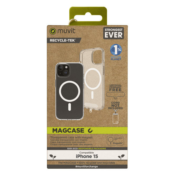 Funda muvit recycletek magsafe para apple iphone 15 transparente D