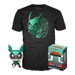 Pop & tee meu herói academia deku com capacete (jogo de mech completo) funko + t-shirt tamanho s D