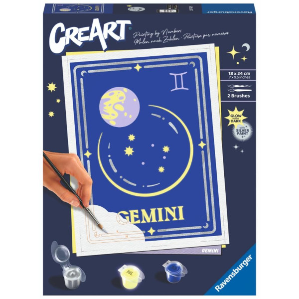 Kit para pintar com números Ravensburger Creat série tendência d zodíaco: Gêmeos D