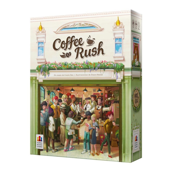 Jogo de tabuleiro Coffee Rush recomendado para 8 anos de idade D