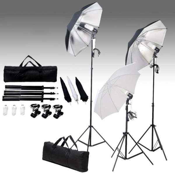 Kit de estúdio de fotografia com conjunto de luzes e fundo D