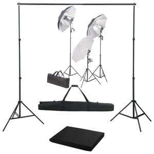 Kit de estúdio de fotografia com conjunto de luzes e fundo D