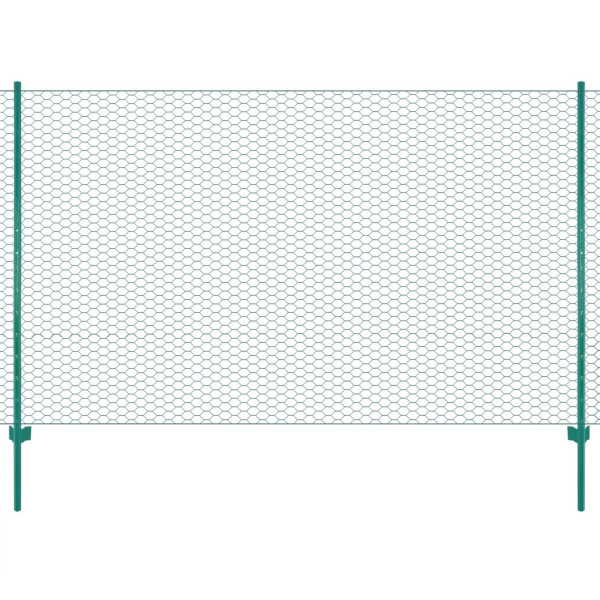 Valla de malla de alambre con postes de acero 25x2 m verde D