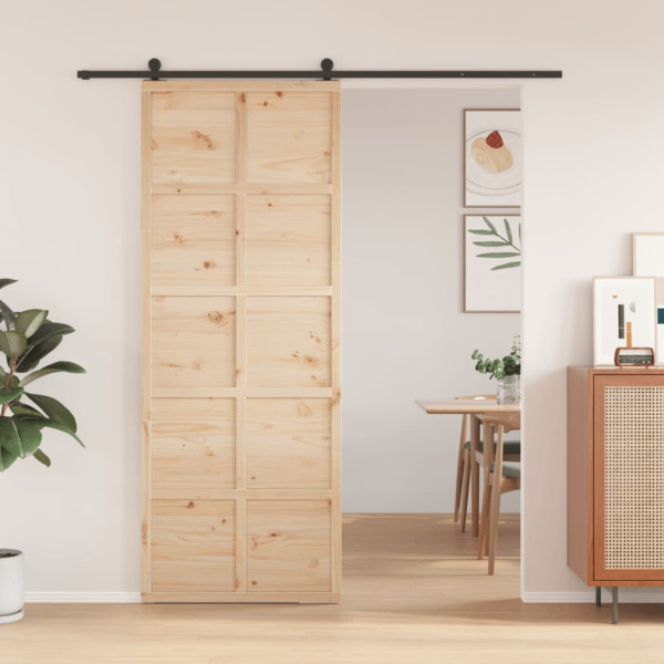 Puerta de granero madera maciza de pino 80x208 cm D