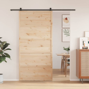 Puerta de granero madera maciza de pino 100x208 cm D