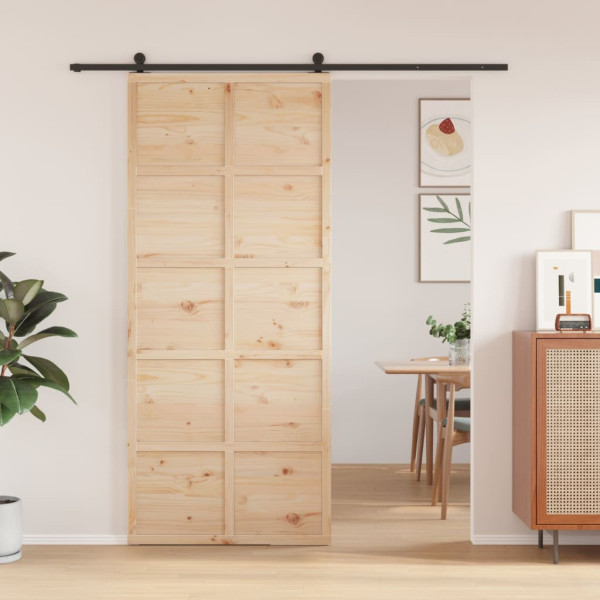 Puerta de granero madera maciza de pino 90x208 cm D