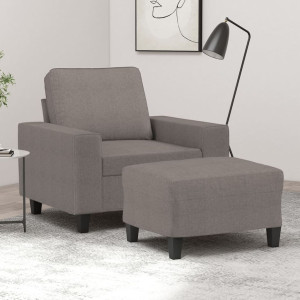 Sillón con taburete tela gris taupe 60 cm D