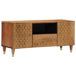 Mueble de TV madera maciza de mango 105x33x46 cm D