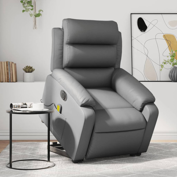 Sillón de masaje elevable eléctrico cuero sintético gris D