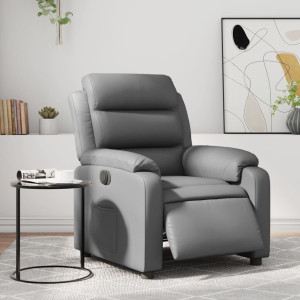 Sillón reclinable eléctrico de cuero sintético gris D