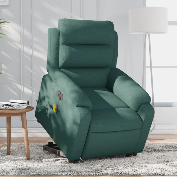 Sillón masaje eléctrico reclinable elevable tela verde oscuro D