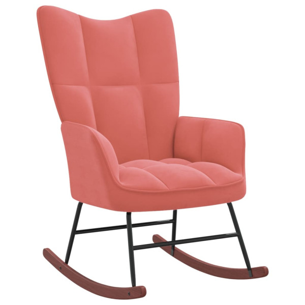 Silla mecedora de terciopelo rosa D