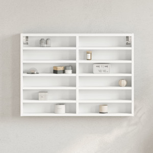 Vitrina de madera ingeniería blanca 80x8.5x58 cm D