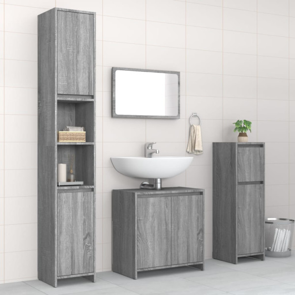 Set de muebles de baño 4 pzas madera contrachapada gris sonoma D