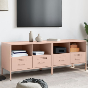 Muebles de TV 2 pzas acero laminado en frío rosa 68x39x50.5 cm D