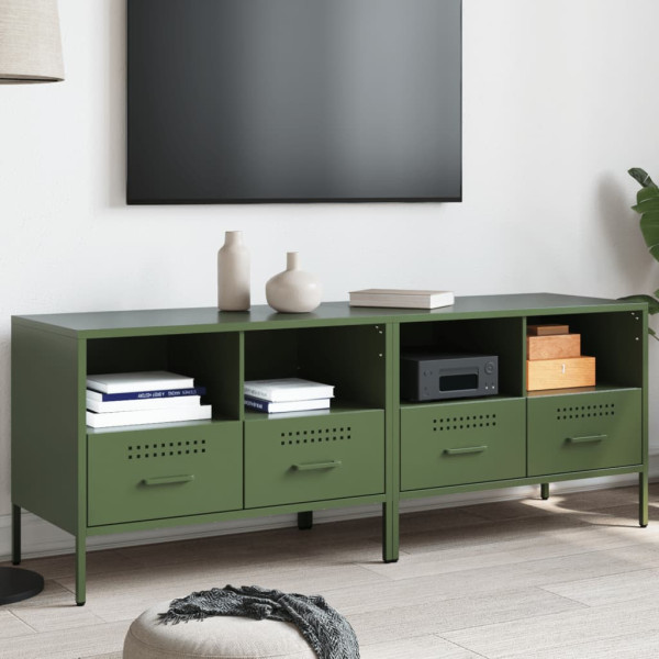 Muebles de TV 2 piezas acero laminado verde oliva 68x39x50.5 cm D