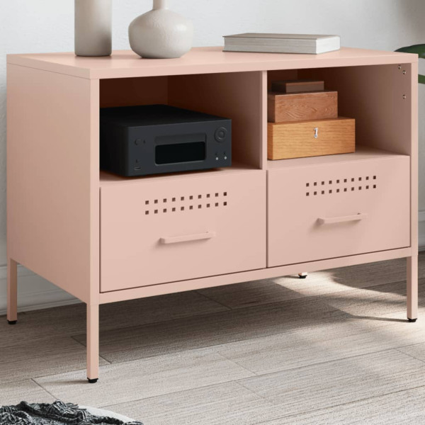 Mueble de TV acero laminado en frío rosa 68x39x50.5 cm D