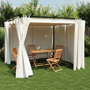 Gazebo com cortinas de aço creme 3x3 m D