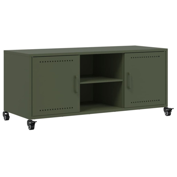 Mueble TV acero laminado en frío verde oliva 100.5x39x43.5 cm D