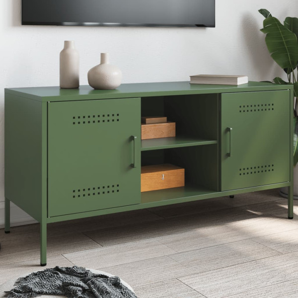 Mueble de TV de acero verde oliva 100.5x39x50.5 cm D