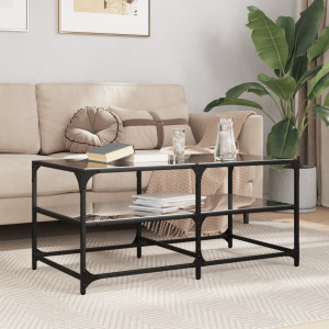 Mesa de centro superficie de vidrio acero negra 98.5x50x45 cm D