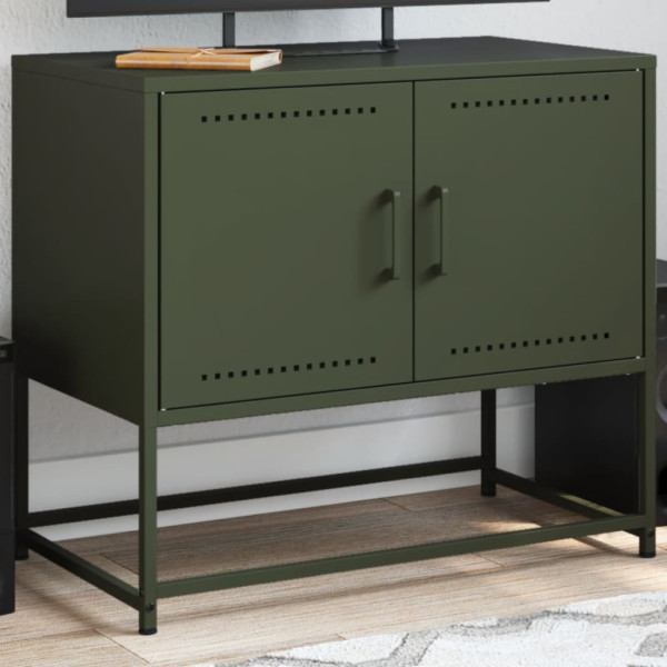 Mueble para TV de acero verde oliva 68.5x39x60.5 cm D