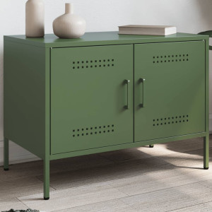 Mueble de TV de acero verde oliva 68x39x50.5 cm D