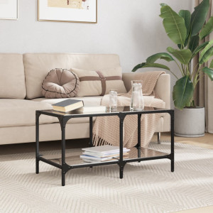 Mesa de centro superficie de vidrio acero negra 78.5x40x40 cm D