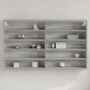 Vitrina de madera de ingeniería gris Sonoma 100x15x58 cm D