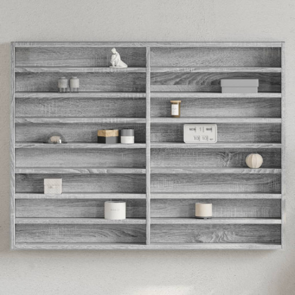 Vitrina de madera de ingeniería gris Sonoma 100x8.5x75 cm D