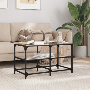 Mesa de centro superficie de vidrio acero negra 78.5x40x45 cm D