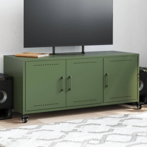 Mueble TV acero laminado en frío verde oliva 100.5x39x43.5 cm D