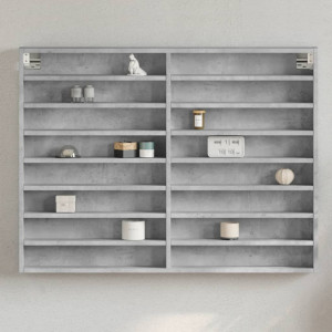 Vitrina de madera de ingeniería gris hormigón 100x8.5x75 cm D