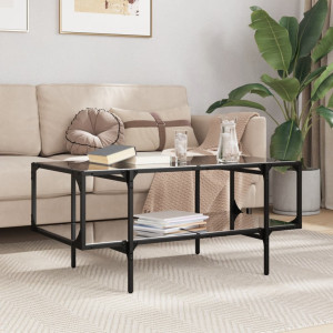 Mesa de centro superficie de vidrio acero negra 98.5x50x45 cm D