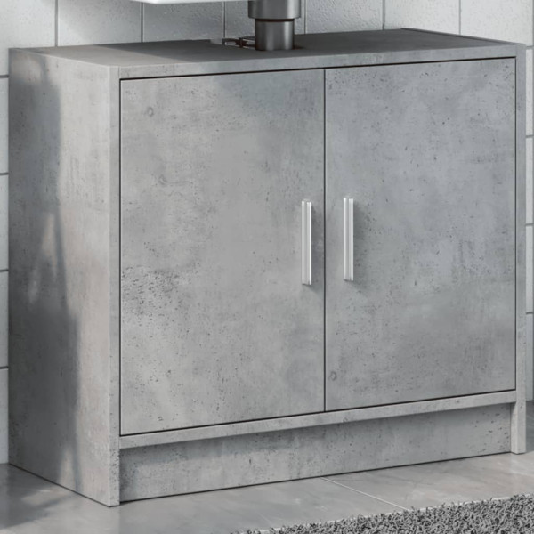 Armario de lavabo madera ingeniería gris hormigón 63x29x55 cm D