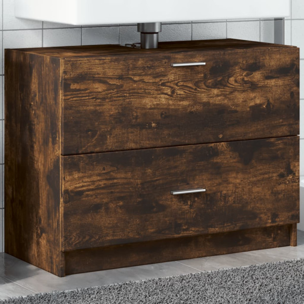 Armario de lavabo madera ingeniería roble ahumado 78x37x59 cm D