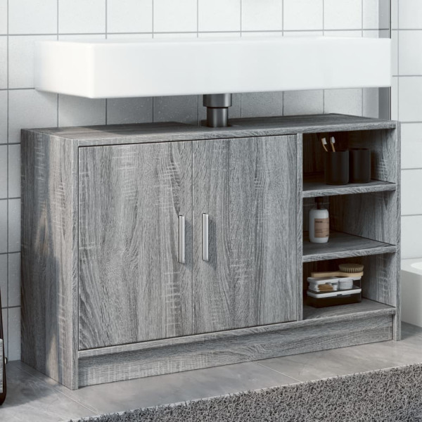 Armario de lavabo madera de ingeniería gris Sonoma 90x29x55 cm D