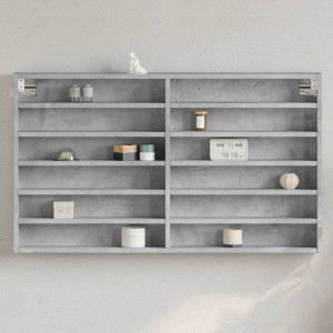 Vitrina de madera de ingeniería gris hormigón 100x8.5x58 cm D