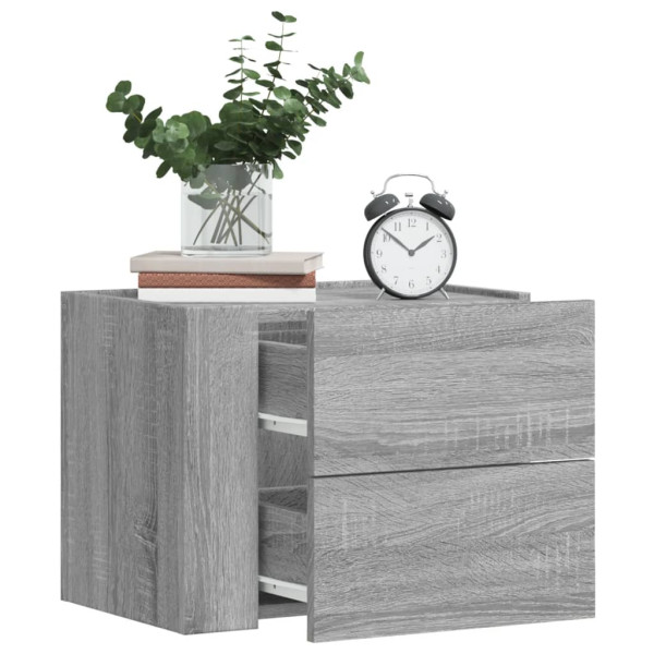 Mesitas de noche de pared 2 uds gris Sonoma 45x30x35 cm D