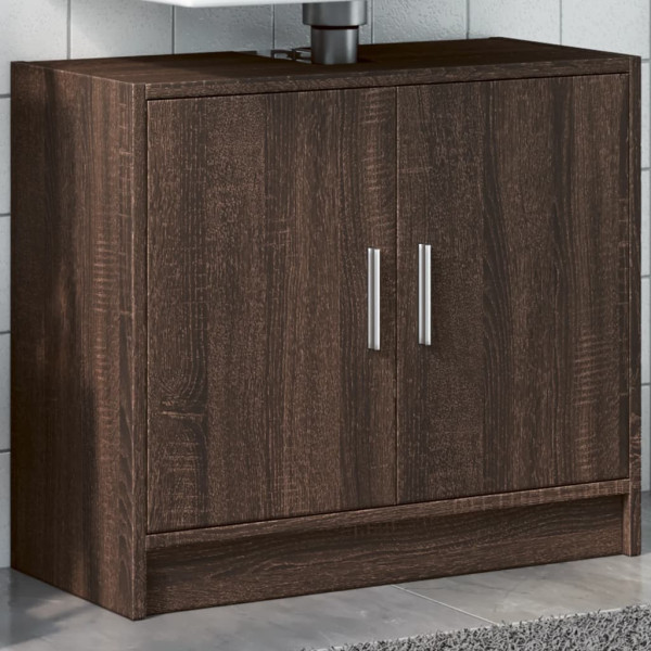 Armario de lavabo madera ingeniería marrón roble 63x29x55 cm D