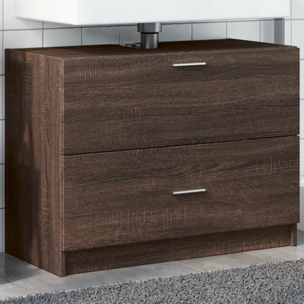 Armario de lavabo madera de ingeniería marrón roble 78x37x59 cm D