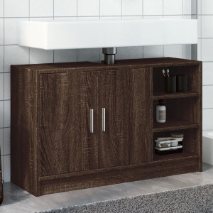 Mueble de lavabo madera de ingeniería roble marrón 90x29x55 cm D