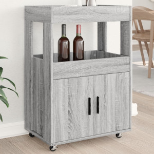 Carrito de bar madera de ingeniería gris Sonoma 60x39.5x89 cm D